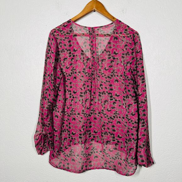 Pins & Needles x Anthropologie Semi Sheer Button Up Shirt Mauve - M - Picture 3 of 5